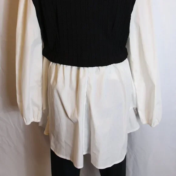 Papaya Brand Peter Pan Collar Black Knit Vest Layered Top Women's Large - Picture 7 of 8